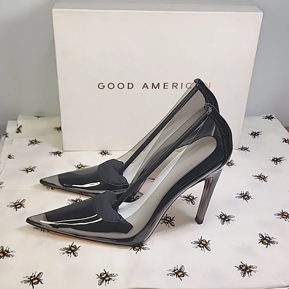 Good American Cinder-f*cking-rella Black Light Smoke Pumps
